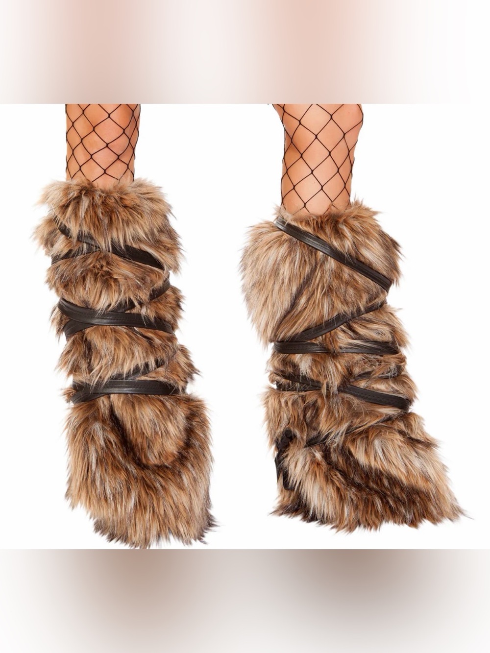 Roma Faux Fur Brown and Black Leg Warmers